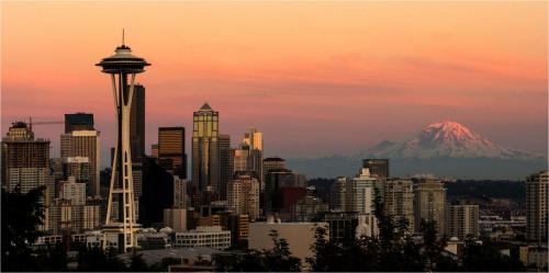 Seattle and Mount Ranier
